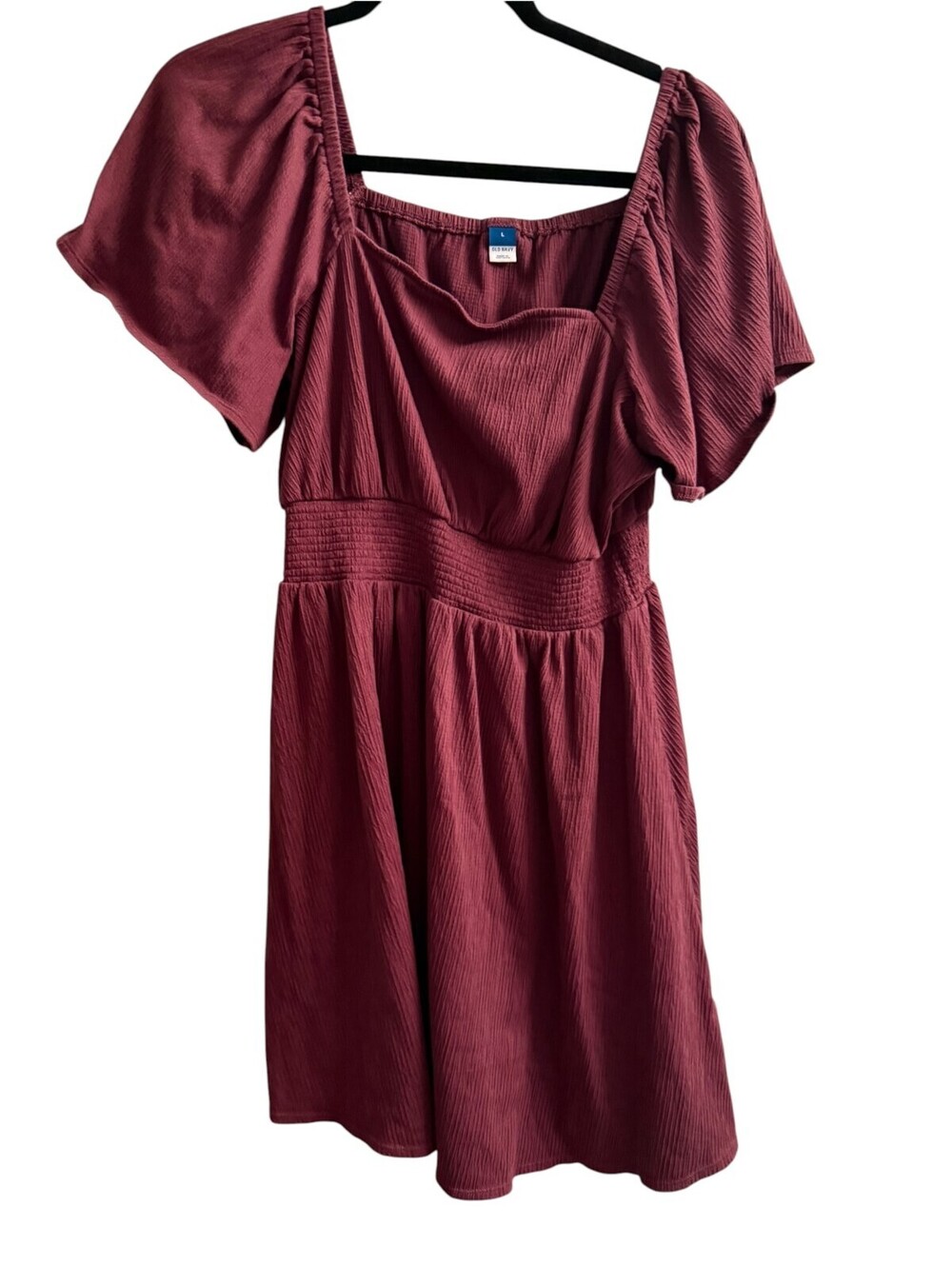 Old Navy Women's Burgandy Dress with Butterfly Sleeves Size L
